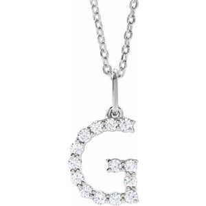 14K White Gold 1/5 CTW Lab-Grown Diamond Initial G 16-18" Necklace