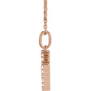14K Rose Gold 1/5 CTW Lab-Grown Diamond Initial H 16-18" Necklace