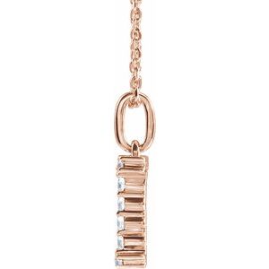 14K Rose Gold 1/6 CTW Lab-Grown Diamond Initial I 16-18" Necklace