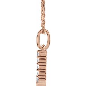 14K Rose Gold 1/8 CTW Lab-Grown Diamond Initial J 16-18" Necklace