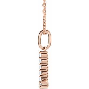 14K Rose Gold 1/8 CTW Lab-Grown Diamond Initial L 16-18" Necklace