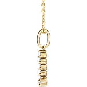 14K Yellow Gold 1/8 CTW Lab-Grown Diamond Initial L 16-18" Necklace