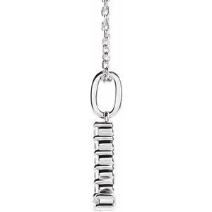 14K White Gold 1/8 CTW Lab-Grown Diamond Initial L 16-18" Necklace