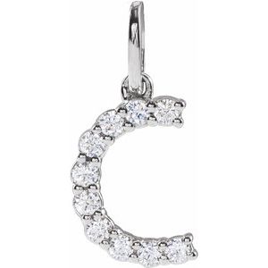 14K White Gold 1/6 CTW Lab-Grown Diamond Initial C Pendant