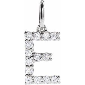 14K White Gold 1/5 CTW Lab-Grown Diamond Initial E Pendant