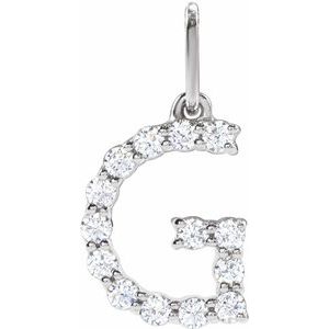 14K White Gold 1/5 CTW Lab-Grown Diamond Initial G Pendant