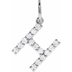 14K White Gold 1/5 CTW Lab-Grown Diamond Initial H Pendant