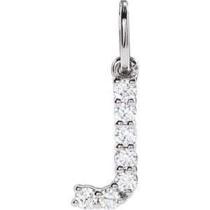 14K White Gold 1/8 CTW Lab-Grown Diamond Initial J Pendant