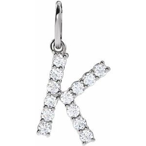 14K White Gold 1/5 CTW Lab-Grown Diamond Initial K Pendant