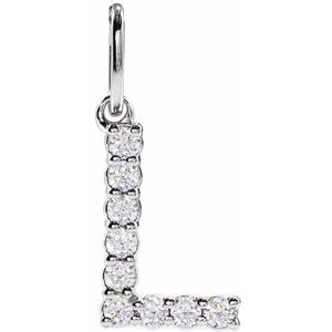 14K White Gold 1/8 CTW Lab-Grown Diamond Initial L Pendant