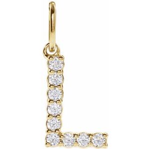 14K Yellow Gold 1/8 CTW Lab-Grown Diamond Initial L Pendant