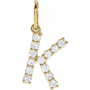 14K Yellow Gold 1/5 CTW Lab-Grown Diamond Initial K Pendant
