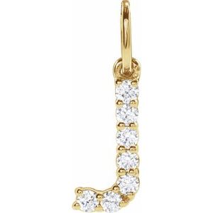 14K Yellow Gold 1/8 CTW Lab-Grown Diamond Initial J Pendant