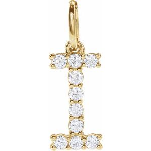 14K Yellow Gold 1/6 CTW Lab-Grown Diamond Initial I Pendant