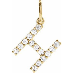 14K Yellow Gold 1/5 CTW Lab-Grown Diamond Initial H Pendant