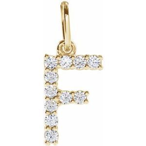 14K Yellow Gold 1/6 CTW Lab-Grown Diamond Initial F Pendant