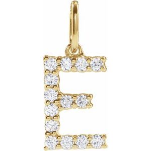 14K Yellow Gold 1/5 CTW Lab-Grown Diamond Initial E Pendant