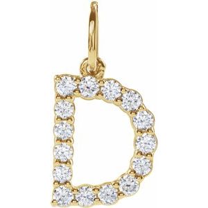 14K Yellow Gold 1/4 CTW Lab-Grown Diamond Initial D Pendant