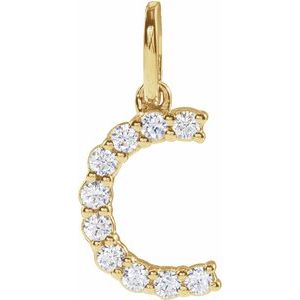 14K Yellow Gold 1/6 CTW Lab-Grown Diamond Initial C Pendant