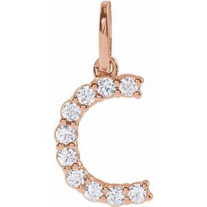 14K Rose Gold 1/6 CTW Lab-Grown Diamond Initial C Pendant