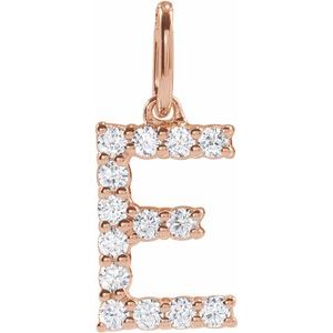 14K Rose Gold 1/5 CTW Lab-Grown Diamond Initial E Pendant