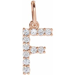 14K Rose Gold 1/6 CTW Lab-Grown Diamond Initial F Pendant