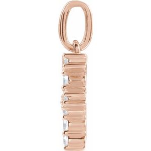 14K Rose Gold 1/6 CTW Lab-Grown Diamond Initial F Pendant