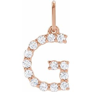 14K Rose Gold 1/5 CTW Lab-Grown Diamond Initial G Pendant