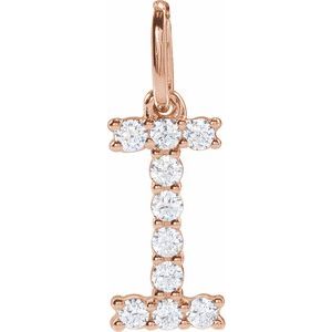 14K Rose Gold 1/6 CTW Lab-Grown Diamond Initial I Pendant
