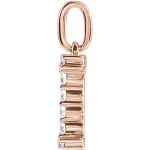 14K Rose Gold 1/6 CTW Lab-Grown Diamond Initial I Pendant