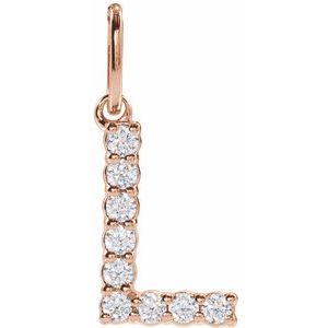 14K Rose Gold 1/8 CTW Lab-Grown Diamond Initial L Pendant