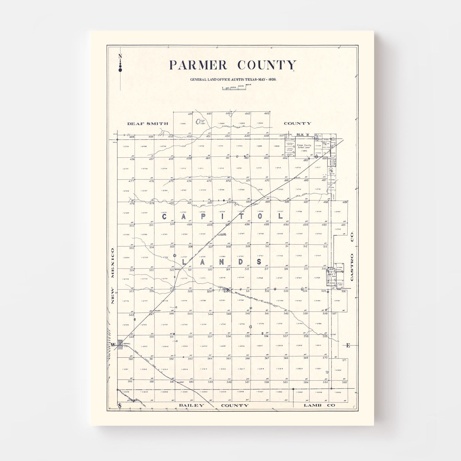 Vintage Map of Parmer County, Texas 1926