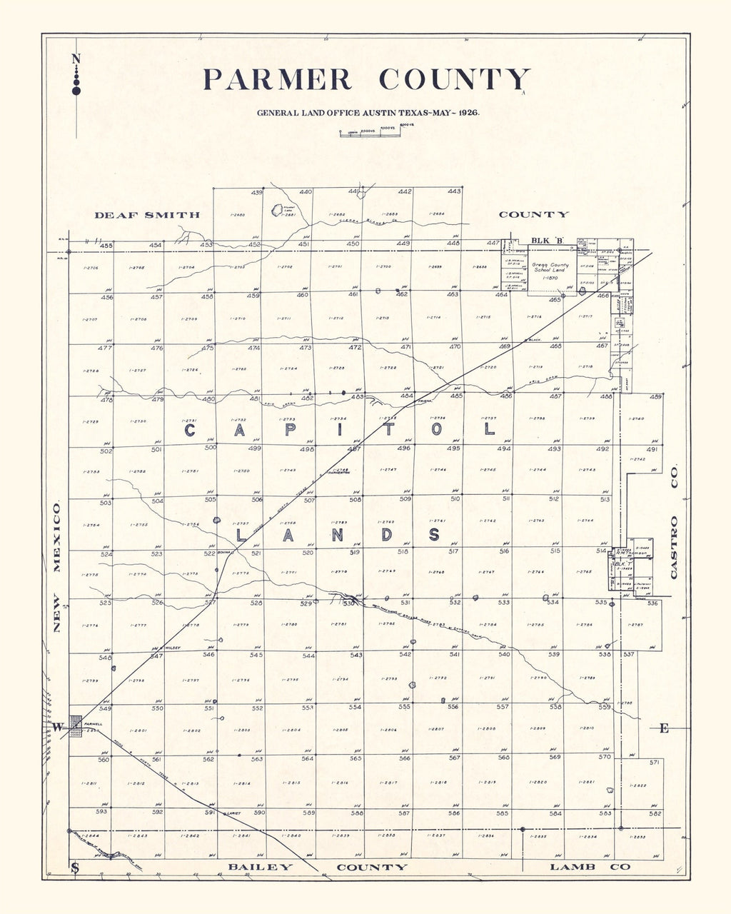 Vintage Map of Parmer County, Texas 1926