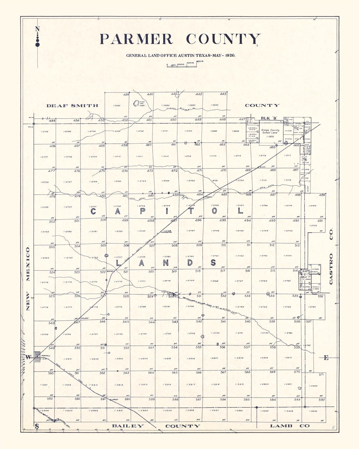 Vintage Map of Parmer County, Texas 1926