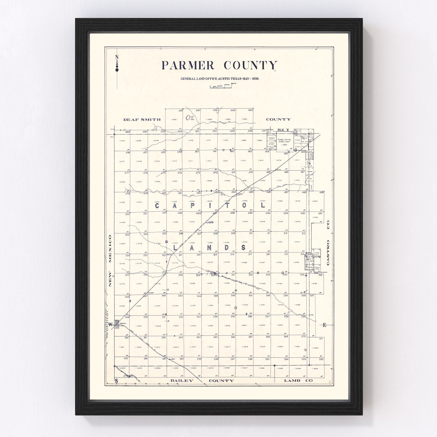 Vintage Map of Parmer County, Texas 1926