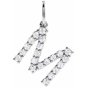 14K White Gold 1/3 CTW Lab-Grown Diamond Initial M Pendant