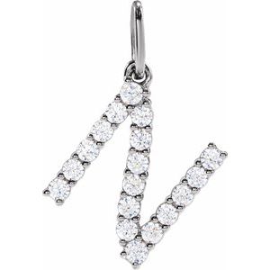 14K White Gold 1/4 CTW Lab-Grown Diamond Initial N Pendant