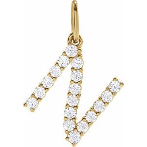 14K Yellow Gold 1/4 CTW Lab-Grown Diamond Initial N Pendant