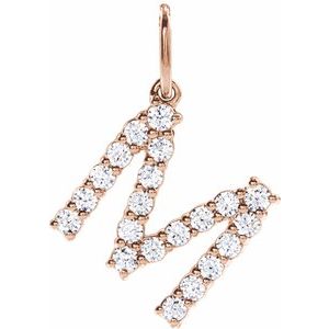 14K Rose Gold 1/3 CTW Lab-Grown Diamond Initial M Pendant