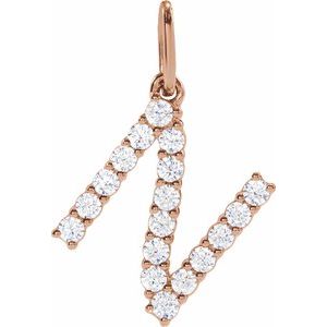 14K Rose Gold 1/4 CTW Lab-Grown Diamond Initial N Pendant