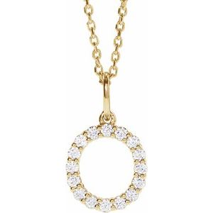 14K Yellow Gold 1/4 CTW Lab-Grown Diamond Initial O 16-18" Necklace