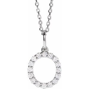 14K White Gold 1/4 CTW Lab-Grown Diamond Initial O 16-18" Necklace