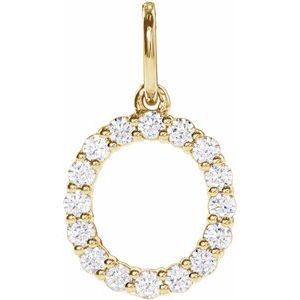 14K Yellow Gold 1/4 CTW Lab-Grown Diamond Initial O Pendant
