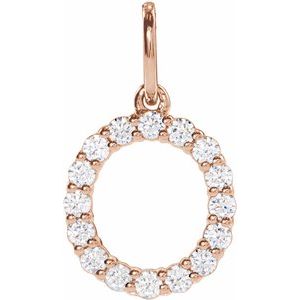 14K Rose Gold 1/4 CTW Lab-Grown Diamond Initial O Pendant