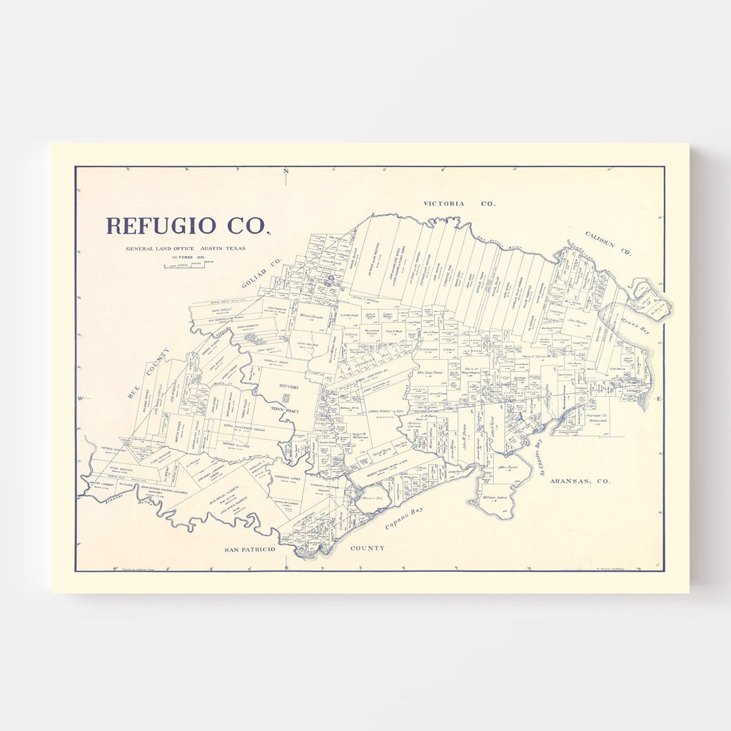 Vintage Map of Refugio County, Texas 1921