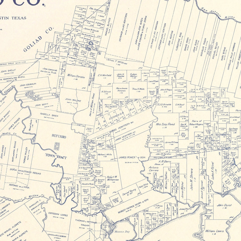 Vintage Map of Refugio County, Texas 1921