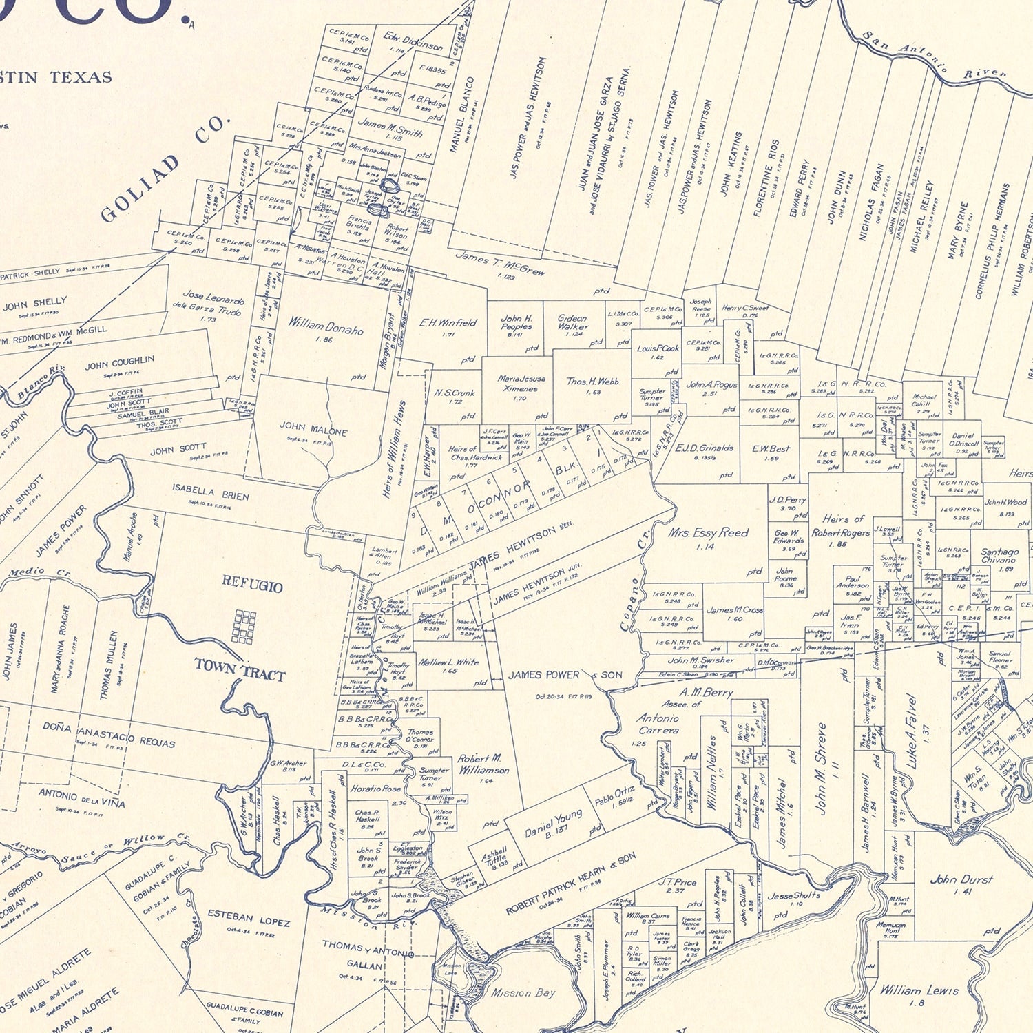 Vintage Map of Refugio County, Texas 1921