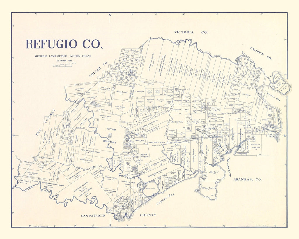 Vintage Map of Refugio County, Texas 1921