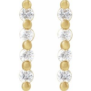 14K Yellow Gold 1/10 CTW Natural Diamond Bar Earrings – image 2
