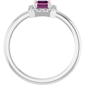 Platinum Natural Pink Tourmaline & 1/5 CTW Natural Diamond French-Set Halo-Style Ring